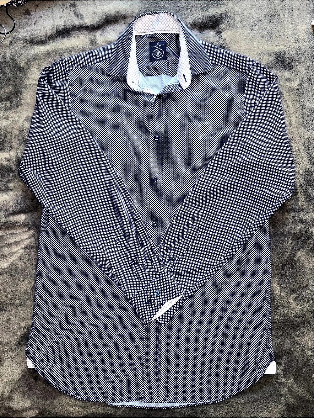 CONSTRUCT Men's Geometric Button Down Tops in Blue Size Large